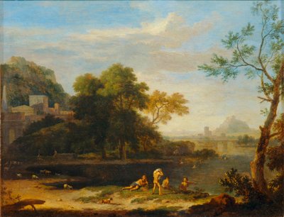 Paysage avec baigneurs - Krajina s koupajícími se ... od Jan van (follower of) Huysum
