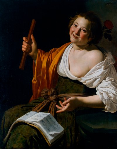 Dívka s flétnou, asi 1630 (olej na plátně) od Jan van Bijlert or Bylert