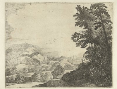 Krajina s ovcemi na kopci a stromy Krajiny (název série) od Jan van Brosterhuyzen