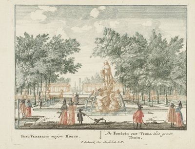 Fontána Venuše ve velké zahradě paláce Het Loo Gesichte van het Famous Loo jako ostatní královské domy (název série) Admirandorum quadruplex spectaculum (název série) od Jan van Call (I)