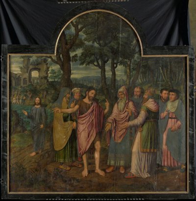 Jan Křtitel napomínání farizeů, ústřední panel triptychu od Jan van Coninxloo (II)