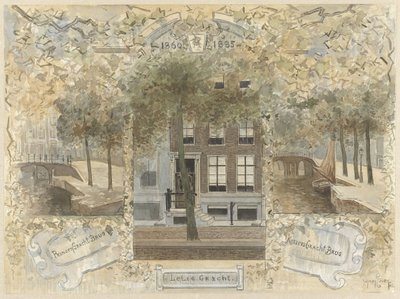 Dům na Leliegracht, lemovaný mosty přes Prinsengracht a Keizersgracht od Jan van Essen