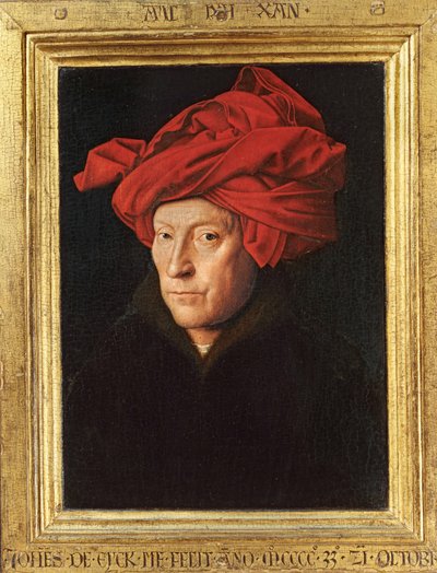 Muž v červeném turbanu ... (malba na dřevě) od Jan van Eyck