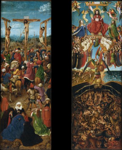 Ukřižování Ježíše; Soudný den od Jan van Eyck