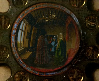 Detail z portrétu Giovanniho Arnolfiniho a jeho ženy od Jan van Eyck