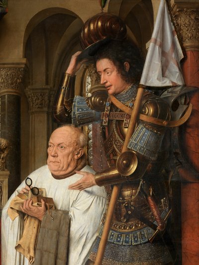 Detail Panny a Dítěte s kanovníkem Jorisem van der Paele od Jan van Eyck