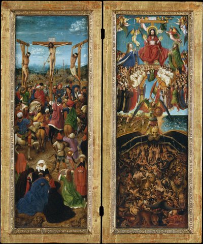 Ukřižování; Poslední soud, cca 1440-41 (olej na plátně přeneseném ze dřeva) od Jan van Eyck