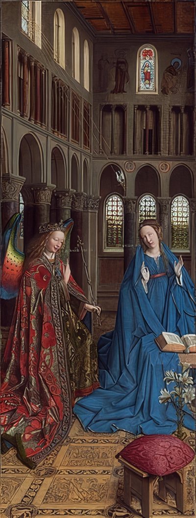 Zvěstování. Kolem roku 1434/36 od Jan van Eyck