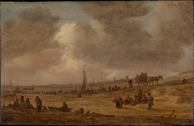 Pláž s rybářskými čluny od Jan van Goyen