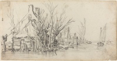Chaty u řeky od Jan van Goyen