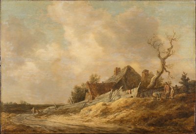 Polní cesta s farmářským domem a dřevěným plotem od Jan van Goyen