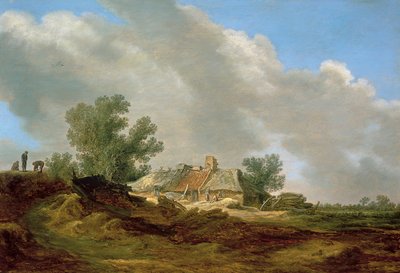 Krajina dun s chalupou a postavami od Jan van Goyen