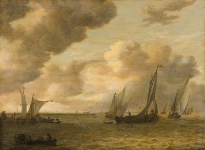 Ústí řeky s plachetnicemi od Jan van Goyen
