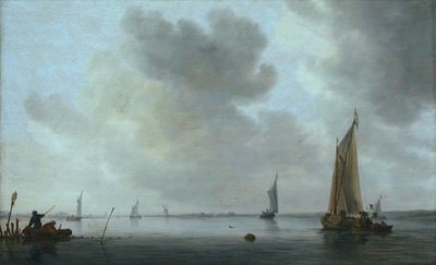 Rybářské lodě u ústí řeky od Jan van Goyen