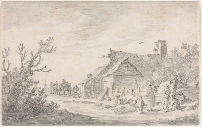 Krajina s chalupou a postavami od Jan van Goyen