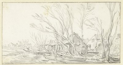 Krajina s křivými holými stromy pro farmy od Jan van Goyen
