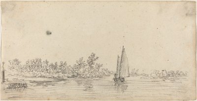 Plachetnice na ústí řeky od Jan van Goyen