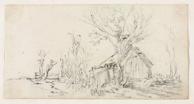 Náčrt krajiny s chatou od Jan van Goyen