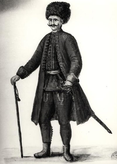Úředník z benátského arzenálu (akvarel na papíře) (černobílá fotografie) od Jan van Grevenbroeck