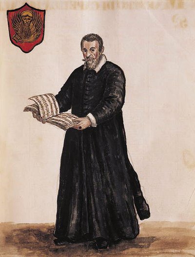 Claudio Monteverdi (pero, inkoust a wc na papíře) od Jan van Grevenbroeck