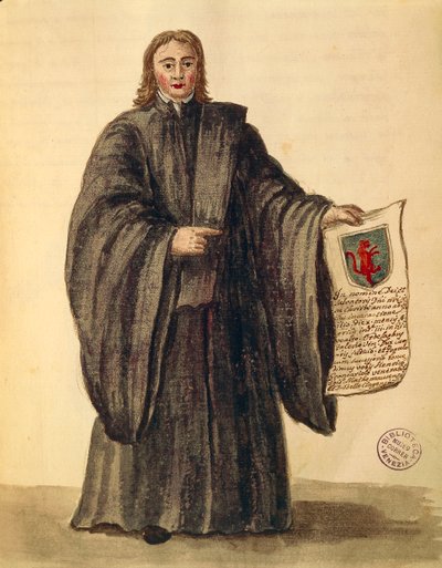 Velký kancléř města Chioggia, Jan van Grevenbroeck nebo Giovanni Grevembroch (1731-1807), Gli Abiti de Veneziani, z ilustrované knihy kostýmů, akvarel od Jan van Grevenbroeck