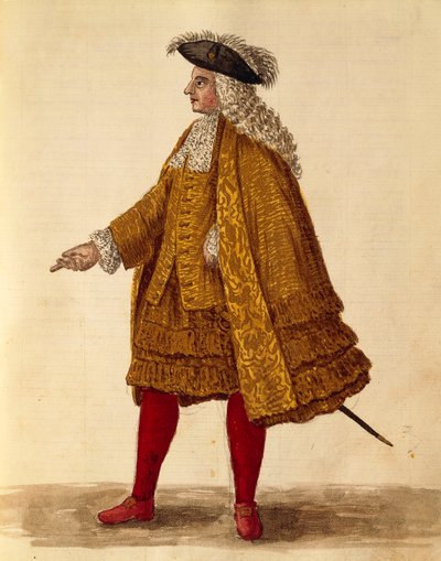 Rytířské roucho, Jan van Grevenbroeck nebo Giovanni Grevembroch (1731-1807), Gli Abiti de Veneziani, z ilustrované knihy kostýmů, akvarel od Jan van Grevenbroeck
