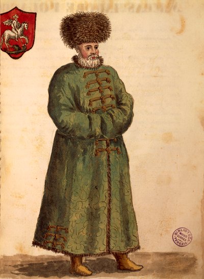 Moskevský velvyslanec, Jan van Grevenbroeck nebo Giovanni Grevembroch (1731-1807), Gli Donne de Veneziani, z ilustrované knihy kostýmů, akvarel od Jan van Grevenbroeck