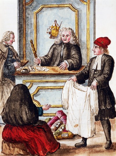 Zastavárna, ilustrace z Ilustrované knihy benátských krojů, Jan Grevenbroeck (1731-1807), akvarel, Itálie od Jan van Grevenbroeck