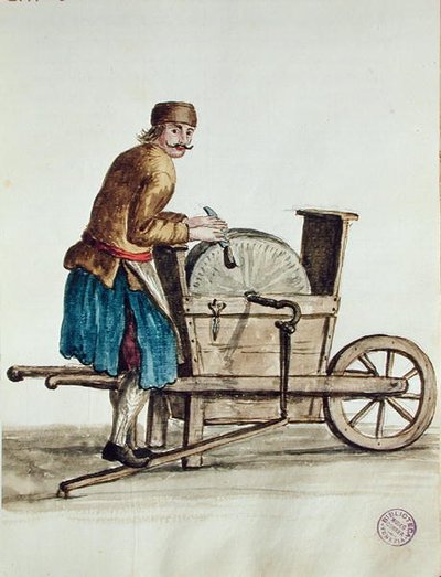 Benátský nůž (pero, inkoust a wc na papíře) od Jan van Grevenbroeck