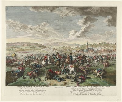 Jezdecká bitva v severní Itálii, asi 1702-1703 Pugna Germanorum et Gallorum v Itálii / Bitva Němců s Francouzi v Itálii (název na předmětu) od Jan van Huchtenburg