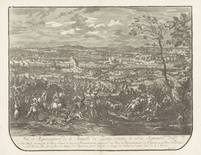 Struska bij Senta, 1697 Pohled a znázornění bitvy u Zenty z 11. září 1697 (název na objektu) od Jan van Huchtenburg