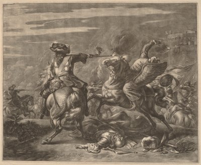 Jezdec střílí Turka z jeho koně od Jan van Huchtenburgh