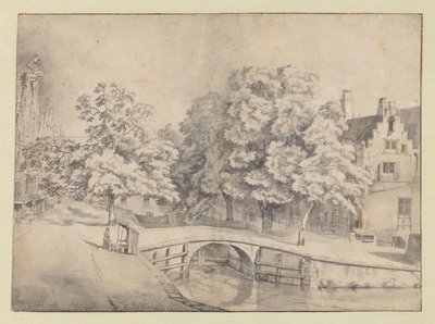 Pohled na Leidsegracht v Amsterdamu, při pohledu z Keizersgracht od Jan van Kessel