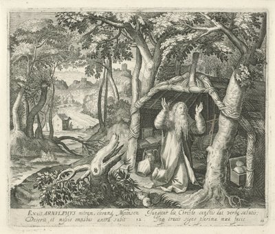 H. Arnulphus z Met jako poustevník Svatí a poustevníci (název série) od Jan van Londerseel