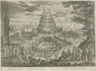 Nimrod nechal postavit Babylonskou věž Královská Bible (název série) od Jan van Londerseel