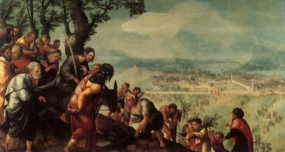 Vjezd Krista do Jeruzaléma, ústřední panel z triptychu, c.1526 od Jan van Scorel