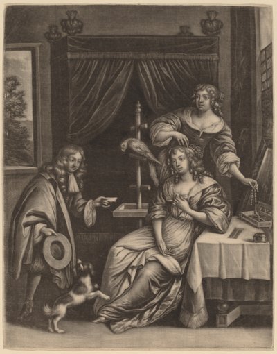 Chlapec doručující dopis ženě od Jan van Somer