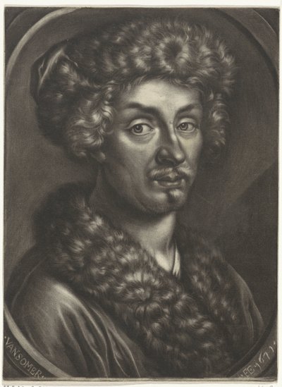 Portrét muže s kožešinovou čepicí od Jan van Somer