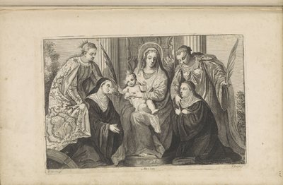 Marie s Ježíškem, sv. Lucie, svatá Kateřina Alexandrijská a dva zakladatelé od Jan van Troyen