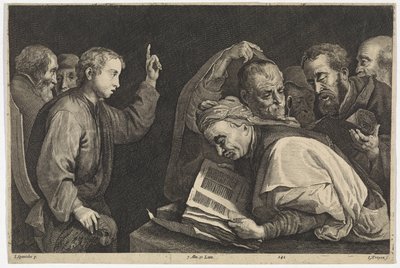 Twaalfjarige Kristus v chrámu Obrazové divadlo (název série) od Jan van Troyen