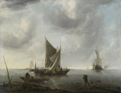 Lodě v Anchor on a Quiet Sea od Jan van de Cappelle