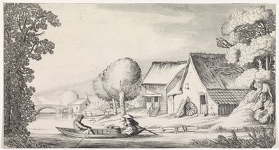 Farmář a farmářova žena ve veslici Krajiny a zábavné tváře Playsante (název série) od Jan van de Velde (II)