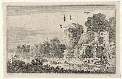 Figuren met koeien bij een ruïne Ruiny (název série) (název seriálu) od Jan van de Velde (II)
