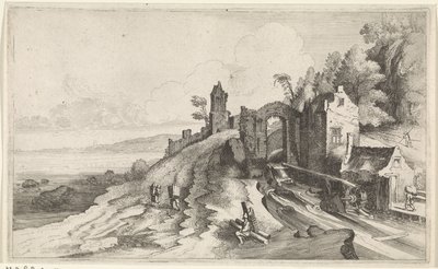 Pobřežní krajina s vodním mlýnem Mořské krajiny (název série) od Jan van de Velde (II)