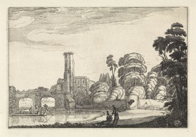 Pont u mostu a ruiny Krajiny (název série) Amenissimae aliquot requculae (název série) od Jan van de Velde (II)