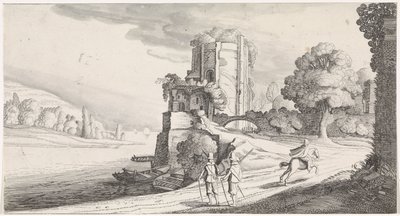 Kulatá věž na řece Plaisante krajiny a zábavné básně (název série) od Jan van de Velde (II)