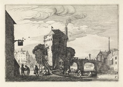 Panoráma města s mostem přes řeku Krajiny (název série) Amenissimae aliquot requculae (název série) od Jan van de Velde (II)