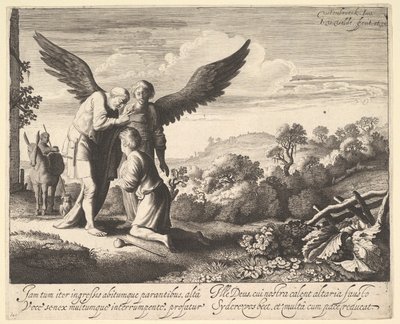 Tobiáš požehnaný slepým Tobitem, 1620-41. od Jan van de Velde II