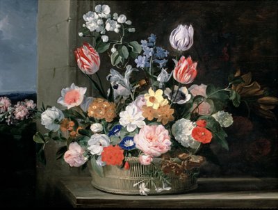 Květiny v košíku, 1650-56 od Jan van den Hecke