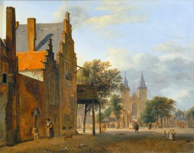 Place et eglise Saint-Victor à Xanten - Náměstí a kostel svatého Viktora v Xantenu... od Jan van der (manner of) Heyden